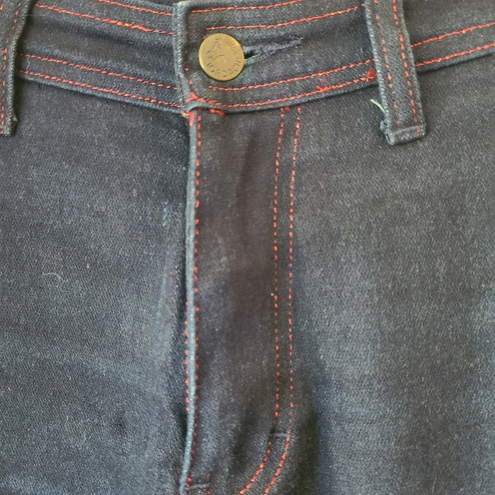 Vintage Jordache Womens 29 Dark Wash Glitter Red Stitch Jeans Denim Pants Dark‎